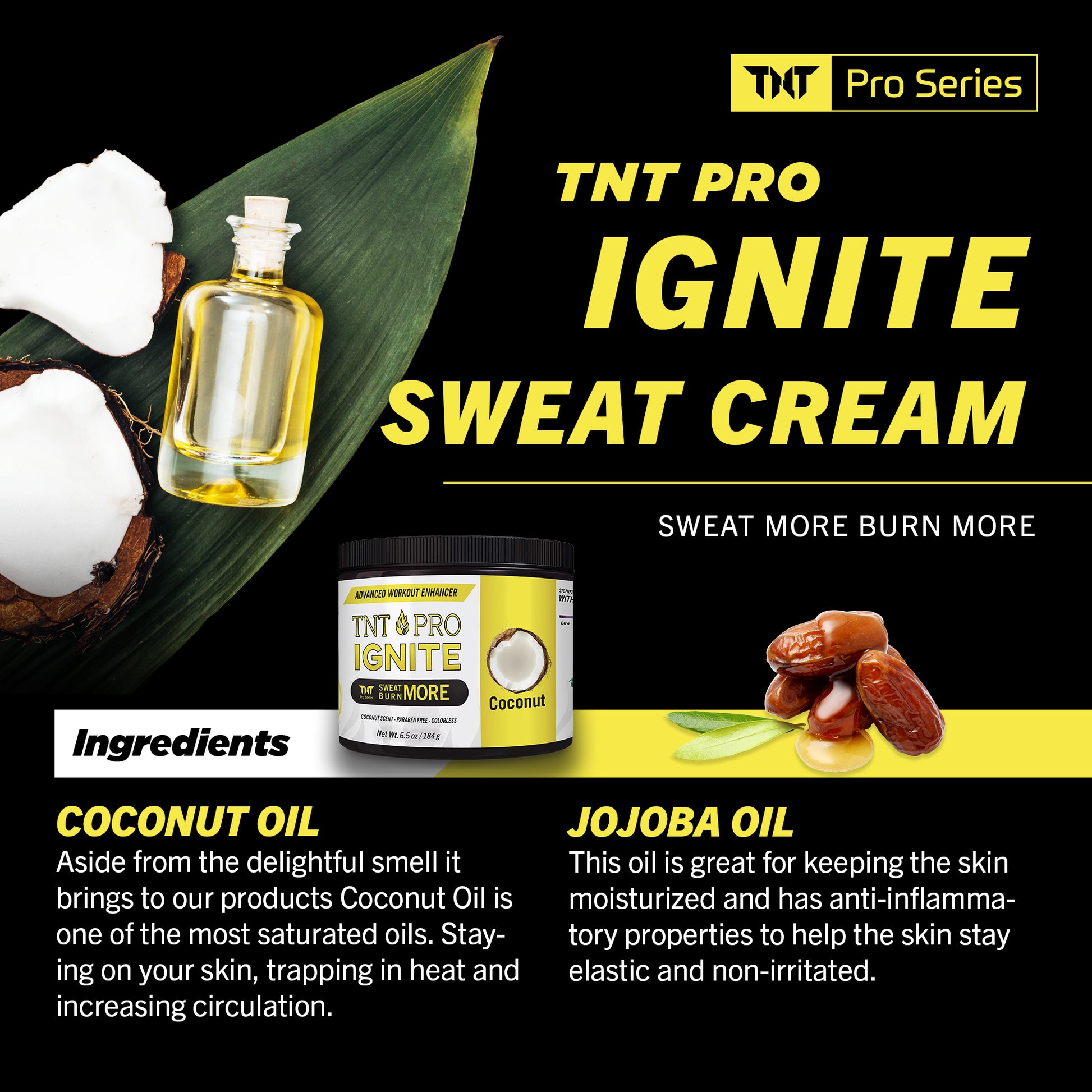 Slimming Cream for Belly with Coconut Oil - TNT Pro Ignite Sweat Cream for Men and Women - Thermogenic Weight Loss Slimming Workout Enhancer for Stomach, Abdominal Burner - TNT Pro Series